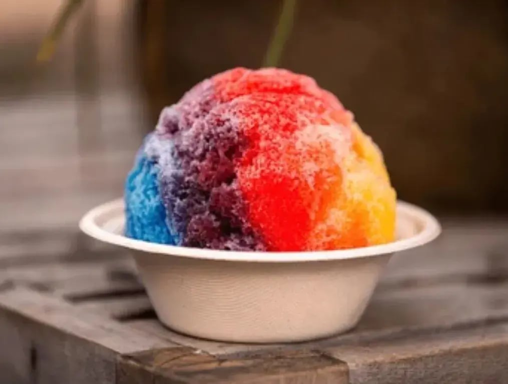 Shave ice with tropical syrups